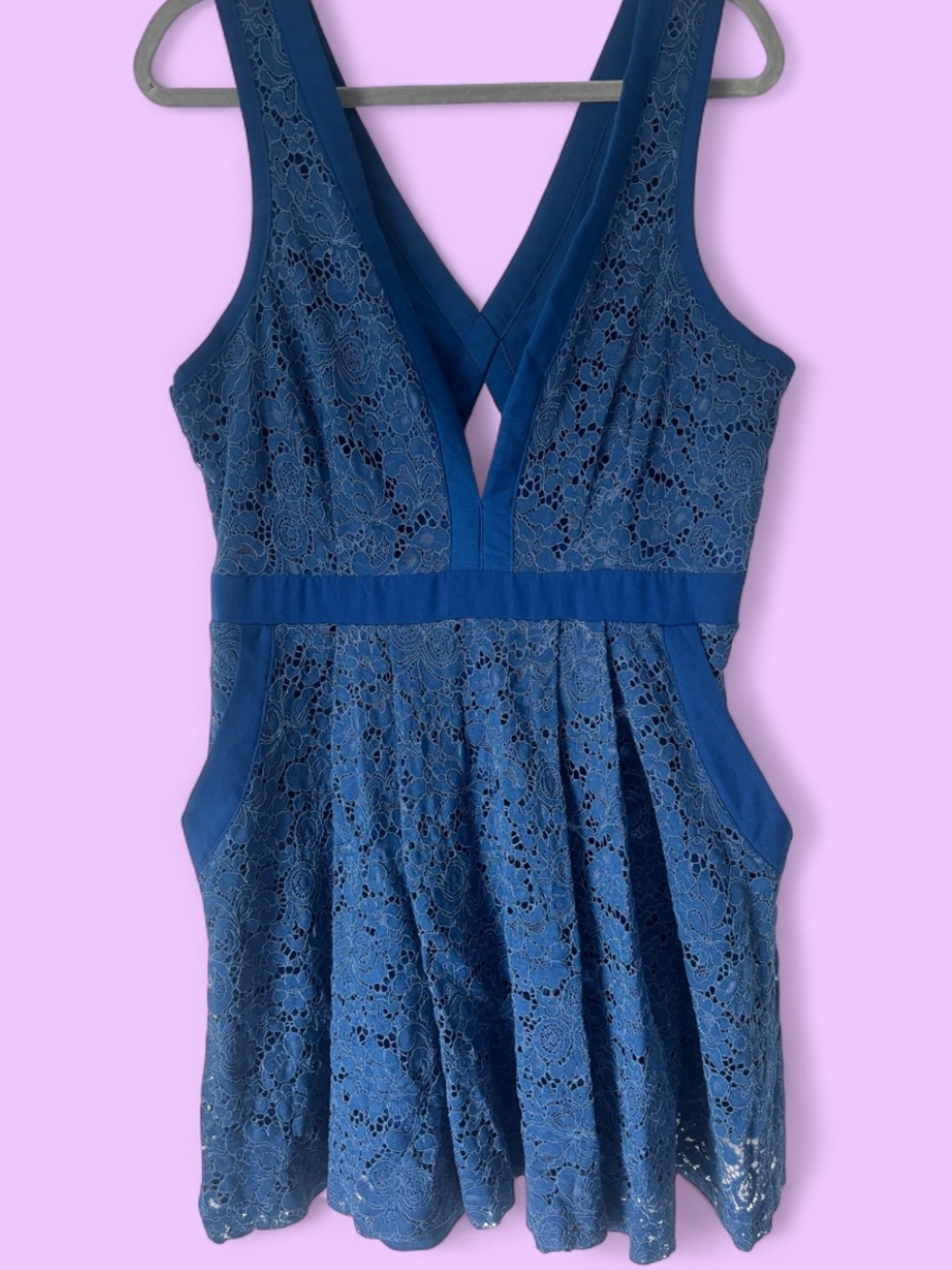 Free People Blue Lace Mini Dress